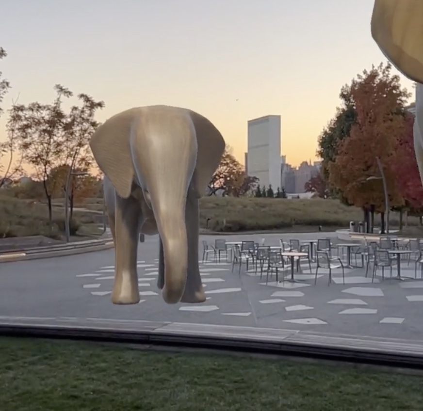 AR Elephant Herd in Urban Space